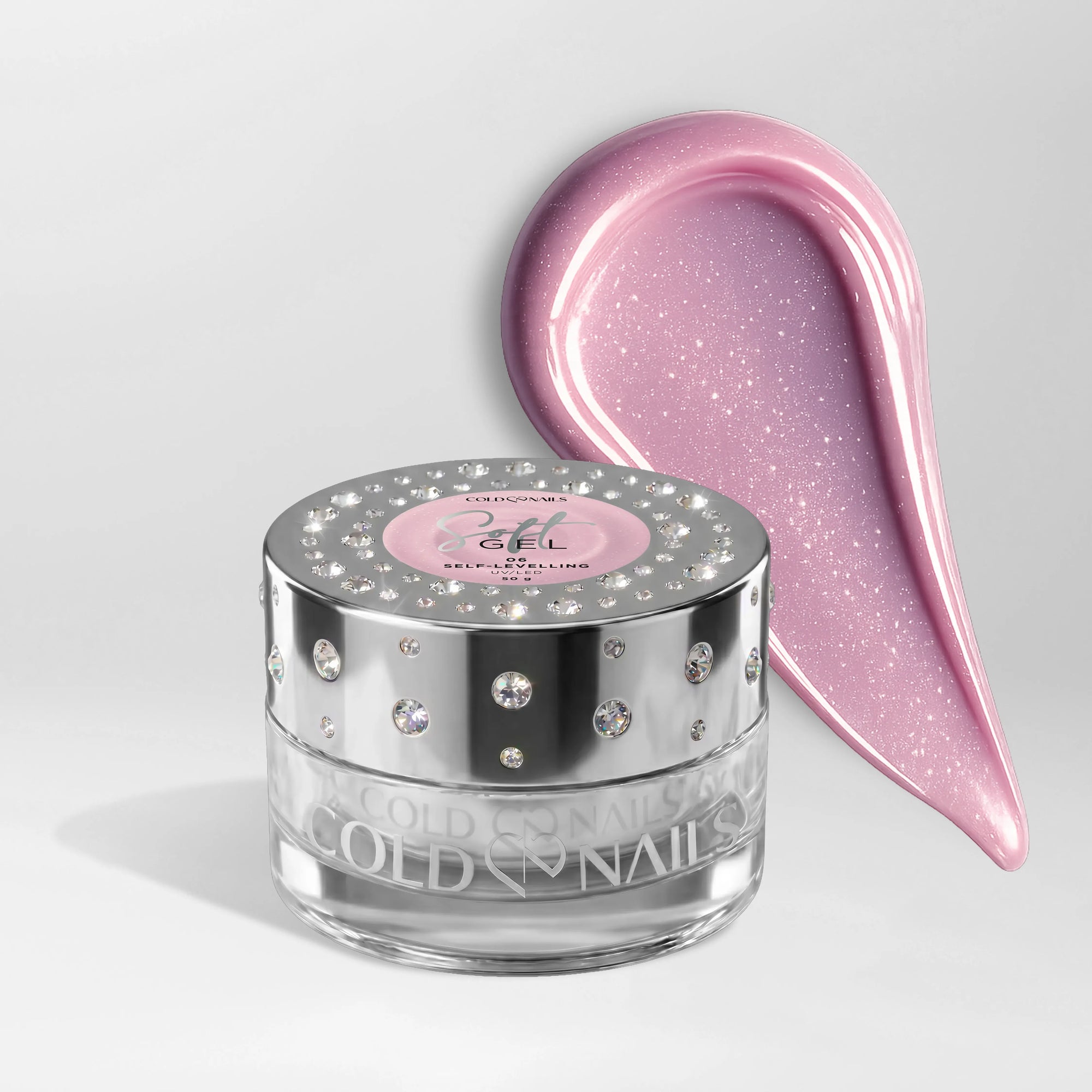 Soft Gel 06 Sugar Sparkle 50g Cold Nails barattolo rosa shimmer